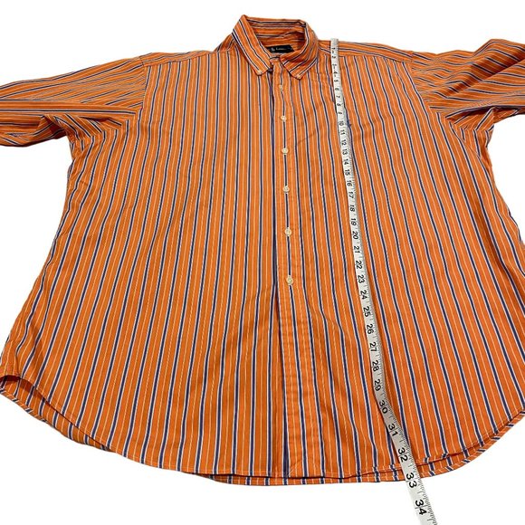 Ralph Lauren Classic Fit Orange, Blue, White Stripe Button Down Shirt Size 17 XL - Picture 9 of 9